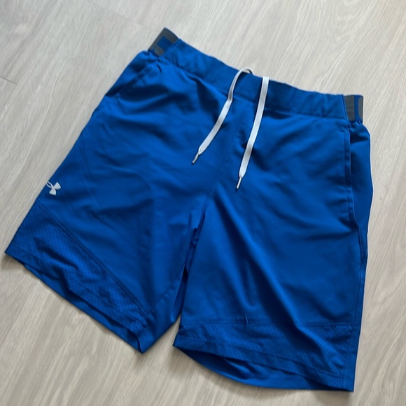 Fitted Under Armour Blue Athletic Shorts with drawstring band - Picture 1 of 4